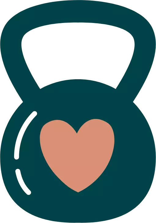 Il s'agit d'une illustration sur laquelle l'on voit une Kettlebell pos&eacute;e, avec un c&oelig;ur dessus.