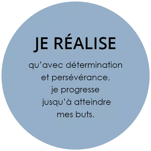 Je réalise qu'avec détermination et persévérance, je progresse jusqu'à atteindre mes buts.