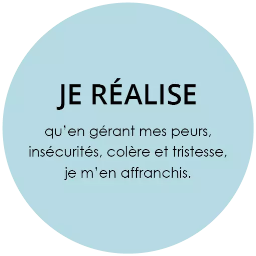 Je réalise qu'en gérant mes peurs, insécurités, colère et tristesse, je m'en affranchis.