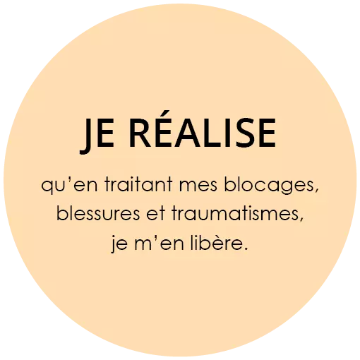 Je réalise qu'en traitant mes blocages, blessures et traumatismes, je m'en libère.